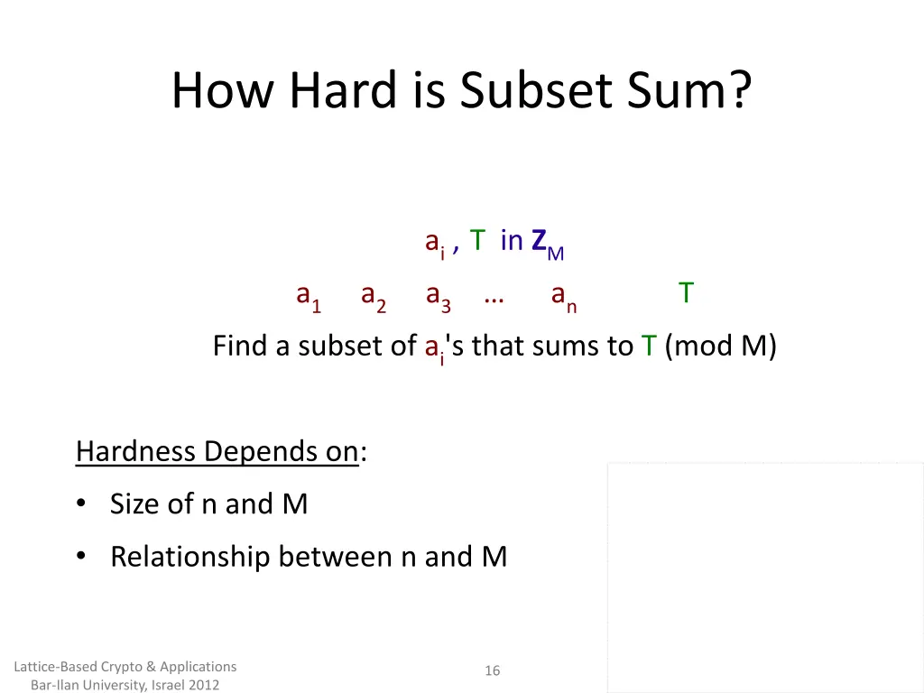 how hard is subset sum