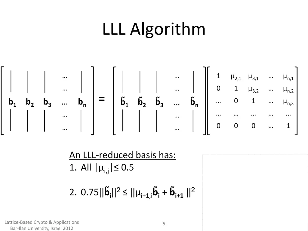 lll algorithm