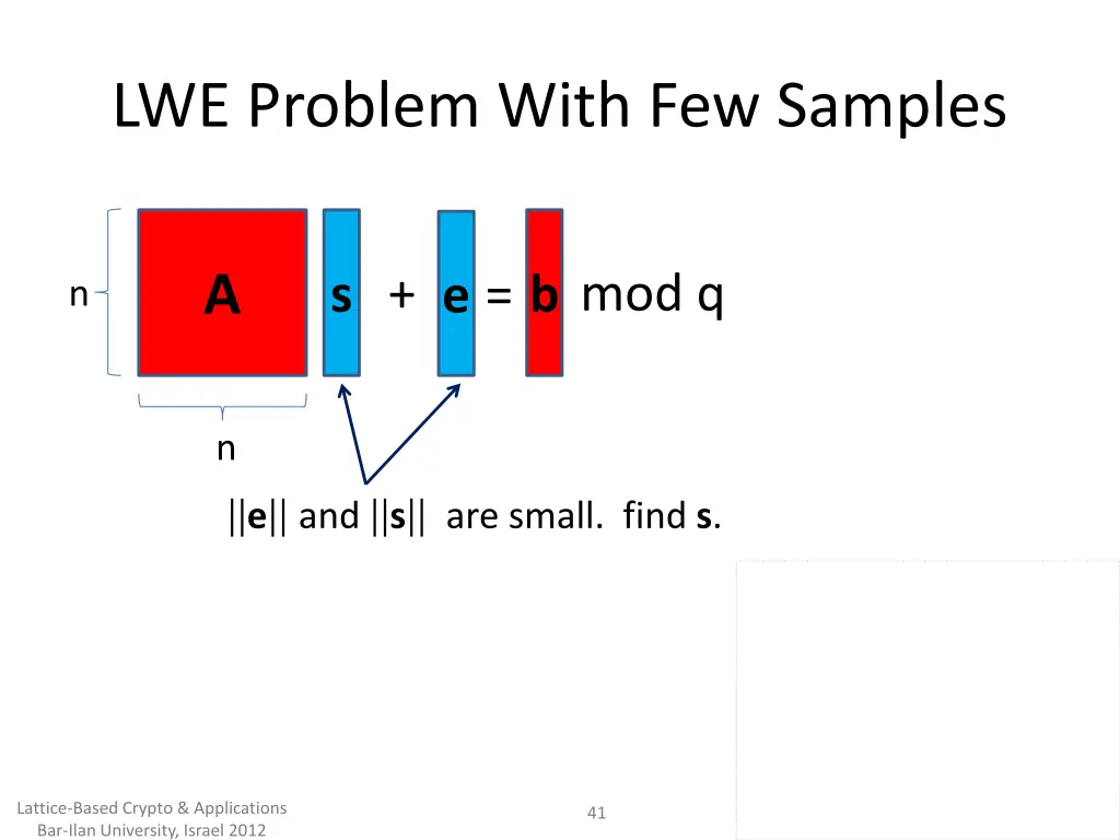 lwe problem with few samples