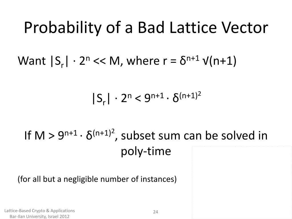 probability of a bad lattice vector 2