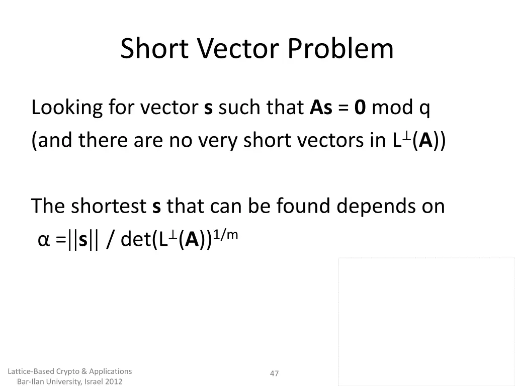 short vector problem