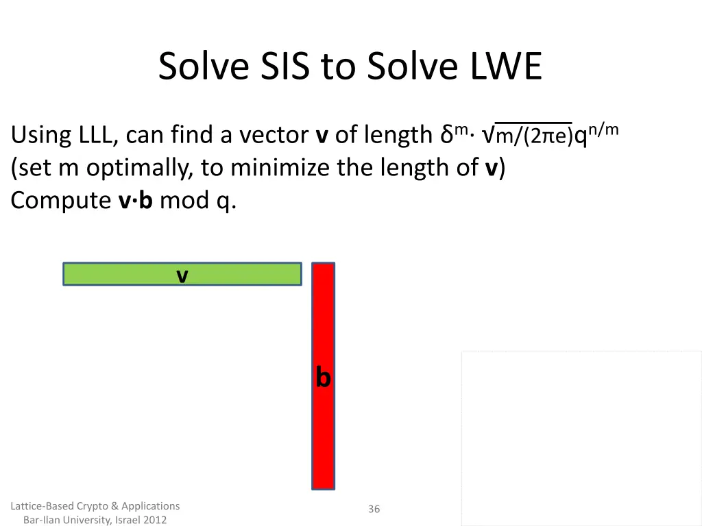 solve sis to solve lwe 1