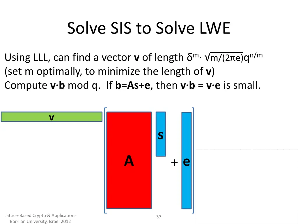 solve sis to solve lwe 2