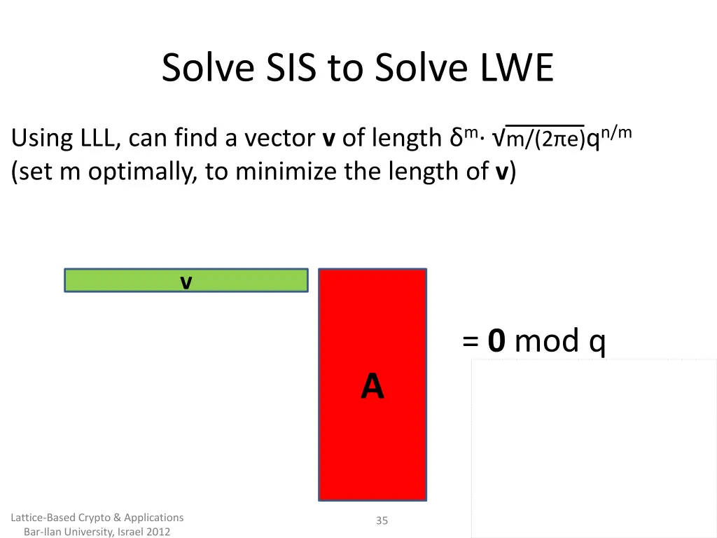 solve sis to solve lwe
