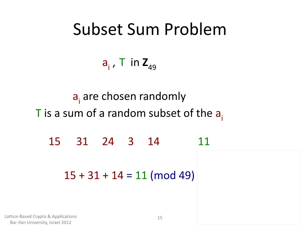 subset sum problem 1