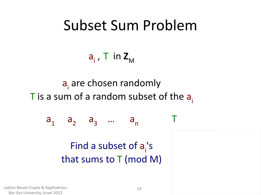 subset sum problem