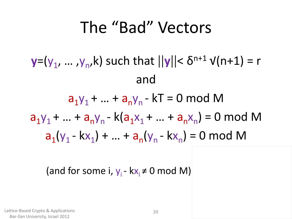 the bad vectors
