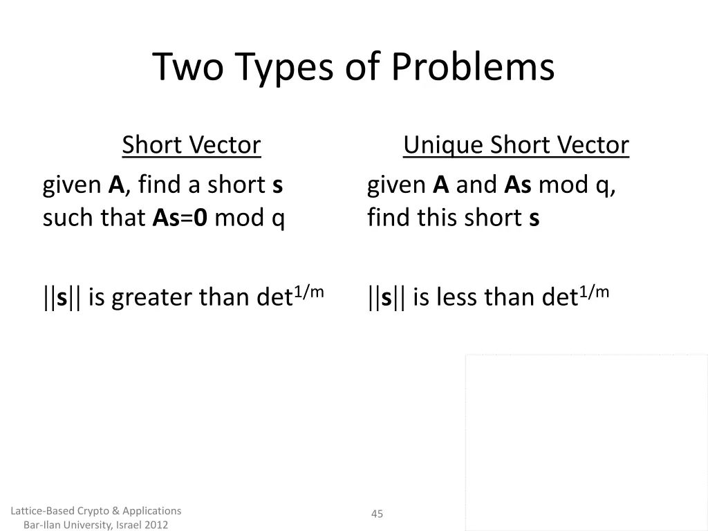 two types of problems