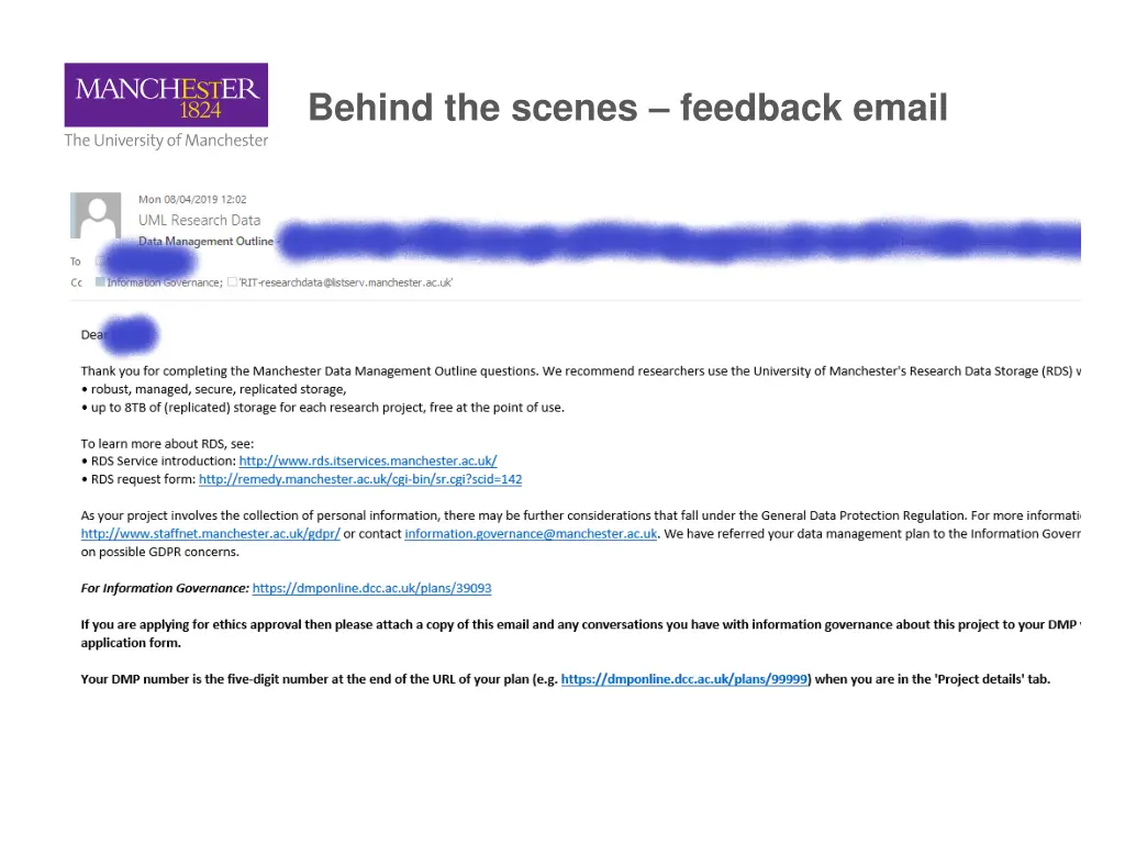 behind the scenes feedback email