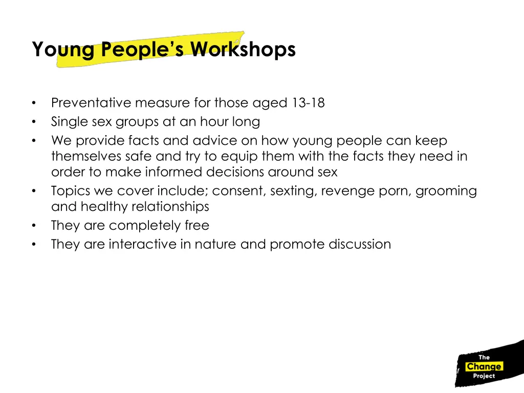 young people s workshops