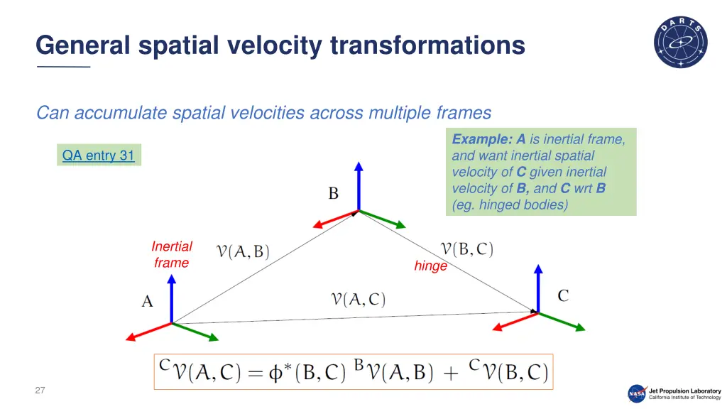 general spatial velocity transformations