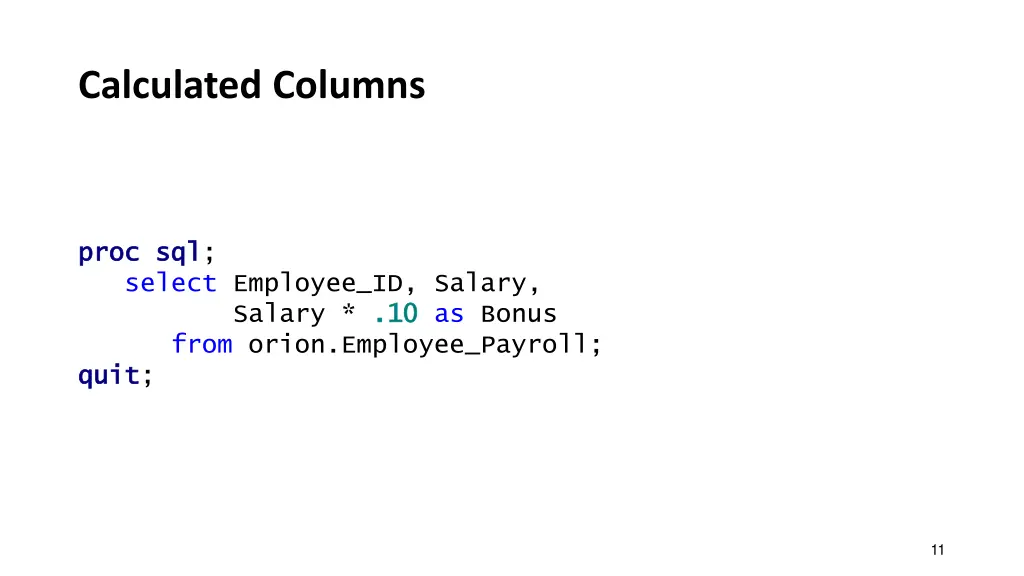 calculated columns