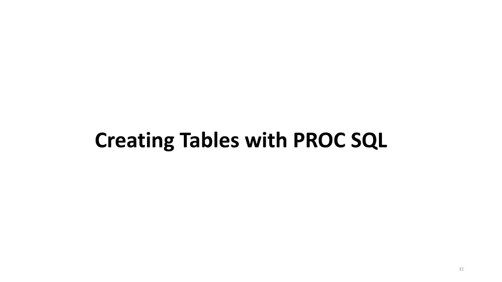 creating tables with proc sql