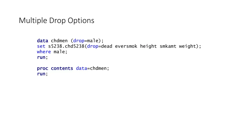 multiple drop options