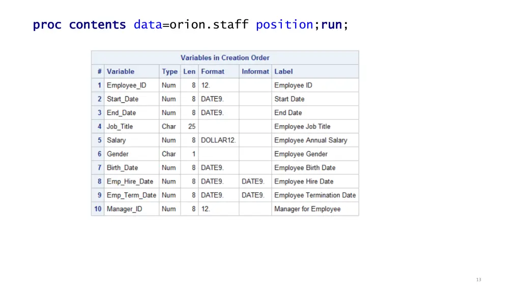 proc proc contents contents data orion staff