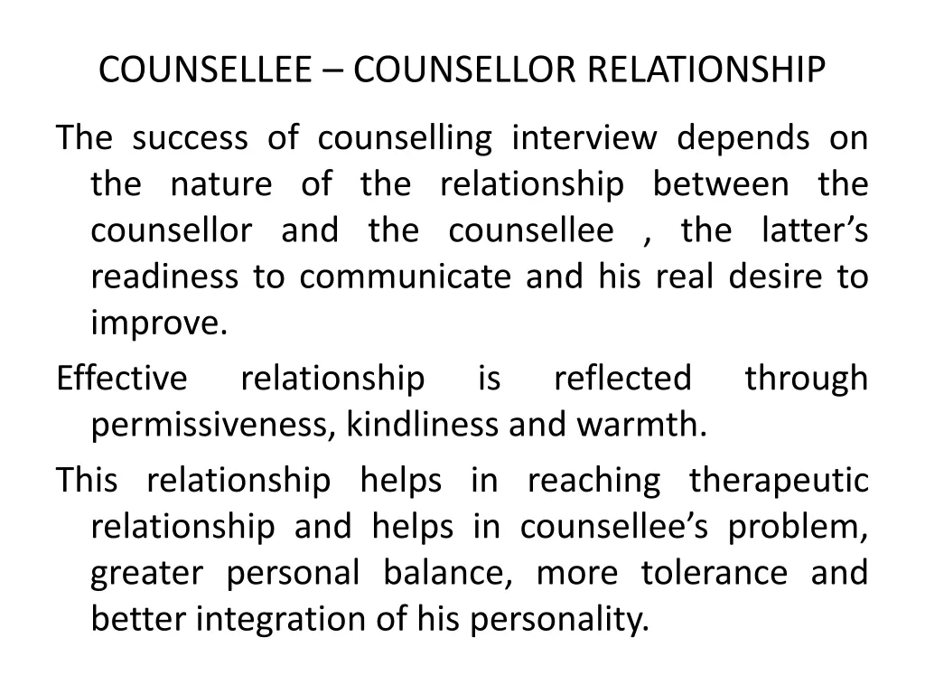 counsellee counsellor relationship
