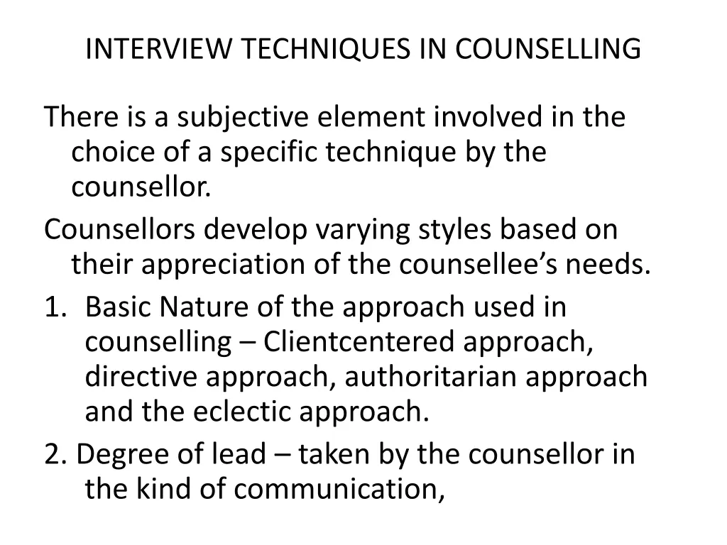 interview techniques in counselling