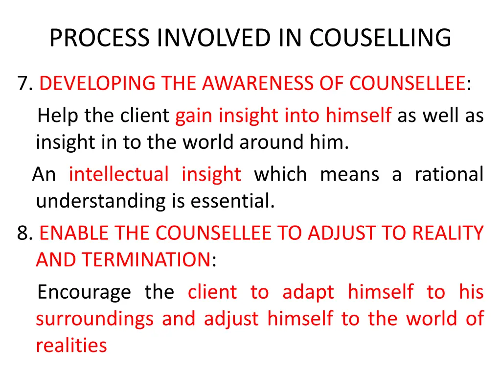 process involved in couselling 4