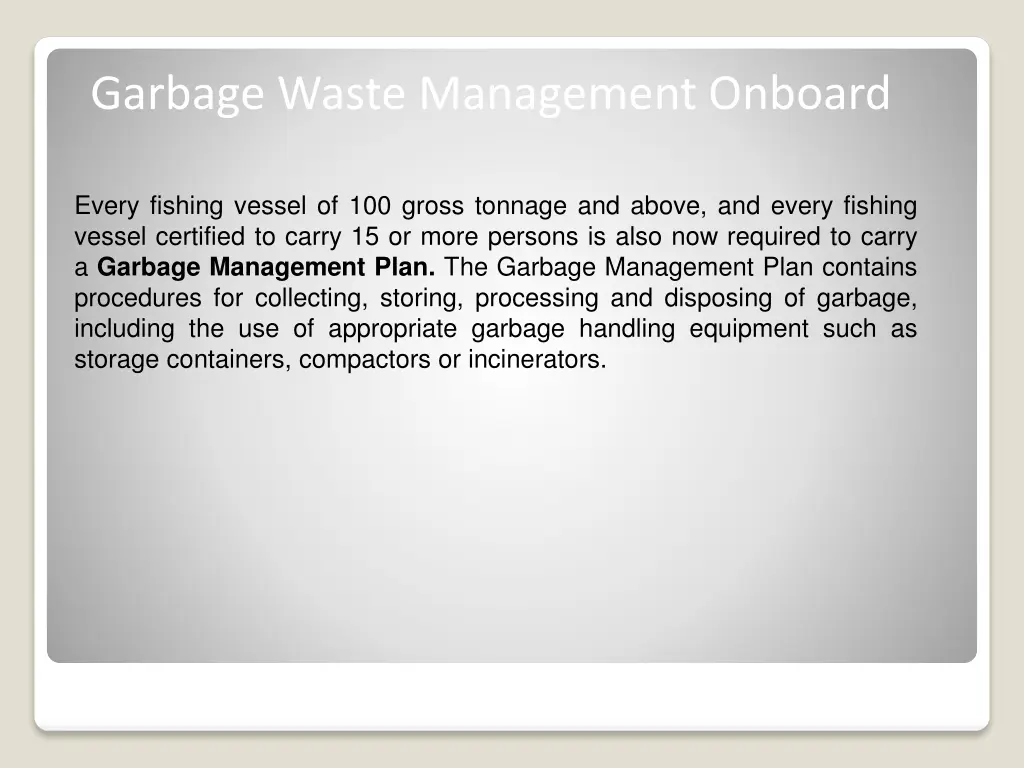 garbage waste management onboard
