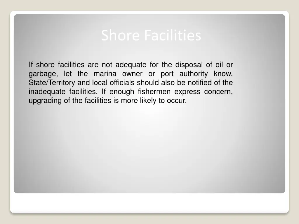 shore facilities