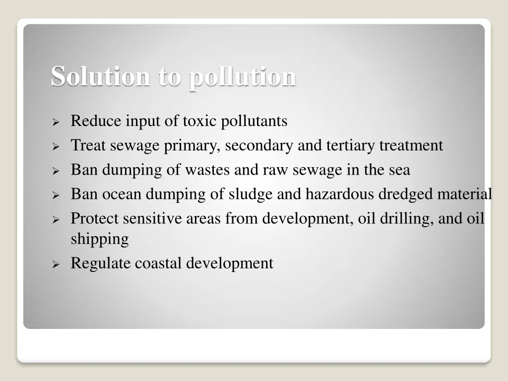 solution to pollution