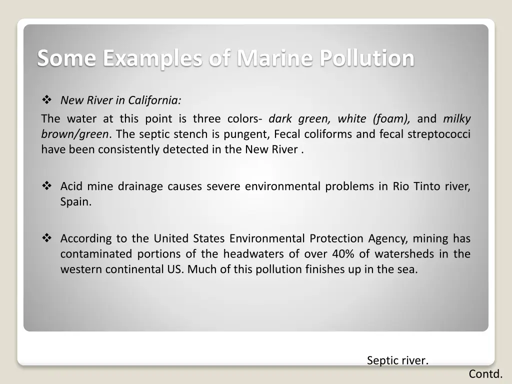 some examples of marine pollution