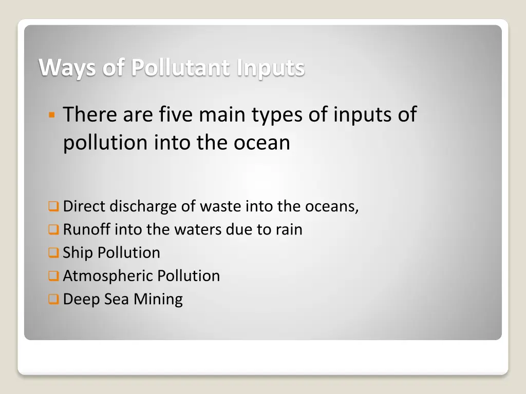 ways of pollutant inputs