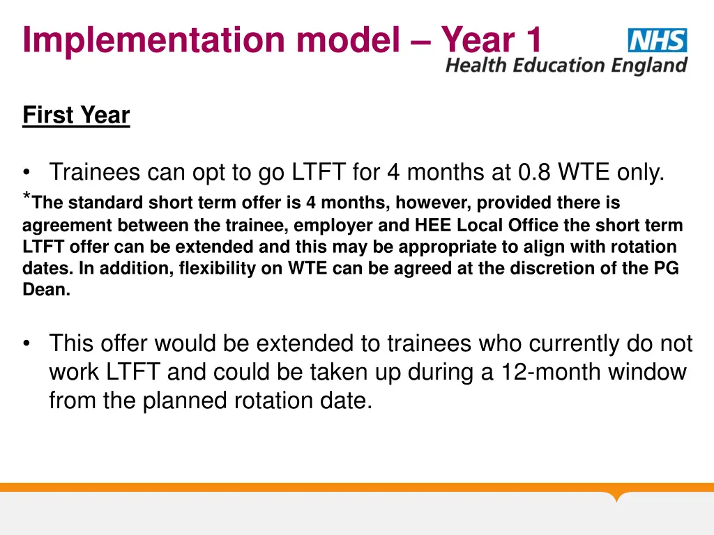 implementation model year 1