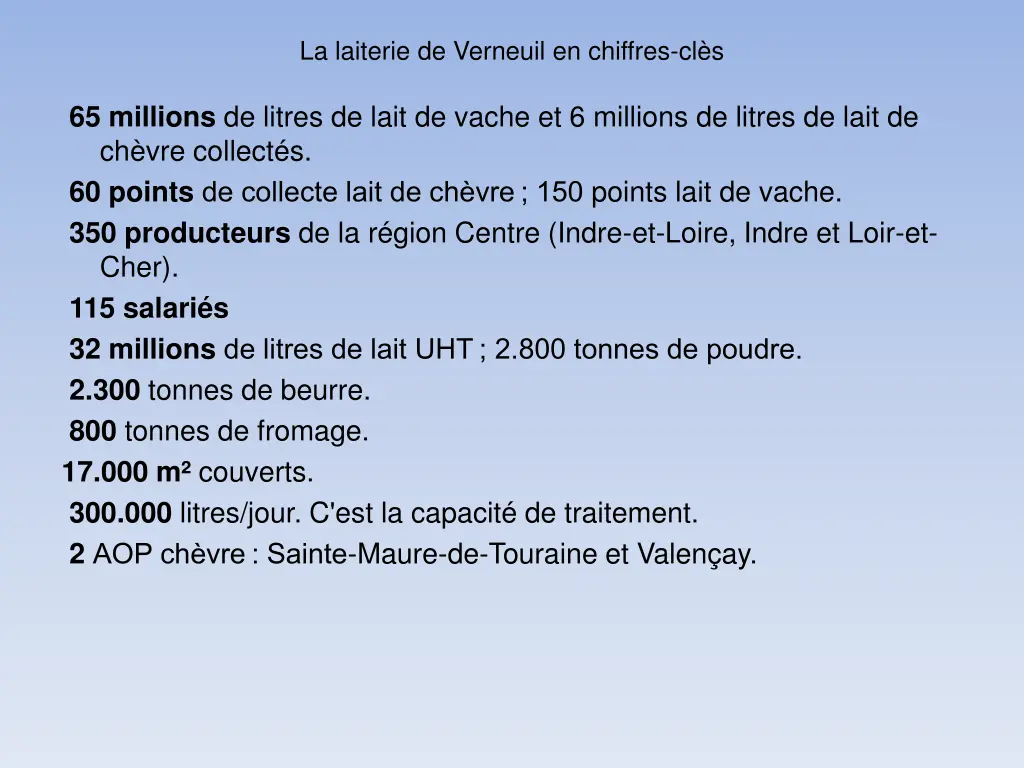 la laiterie de verneuil en chiffres cl s
