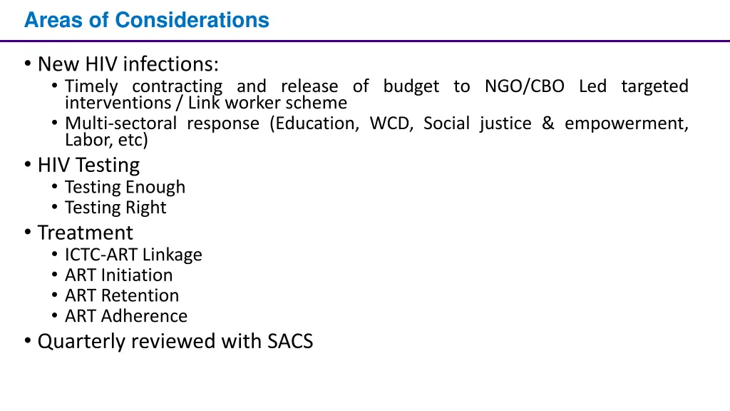areas of considerations
