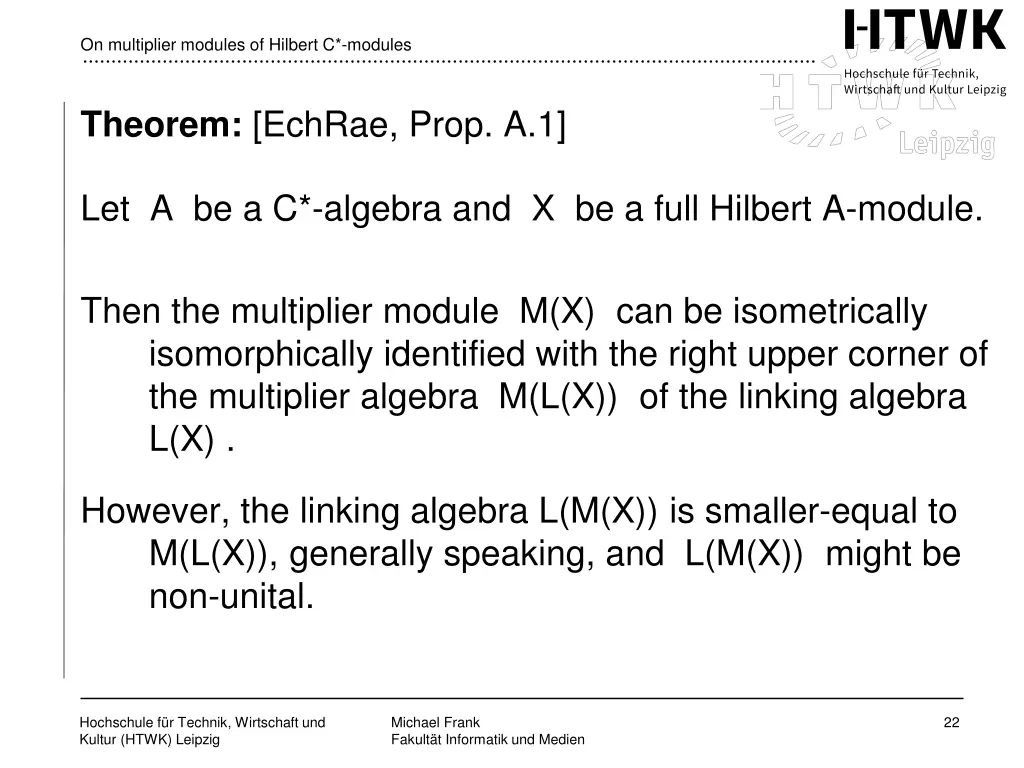 on multiplier modules of hilbert c modules 19
