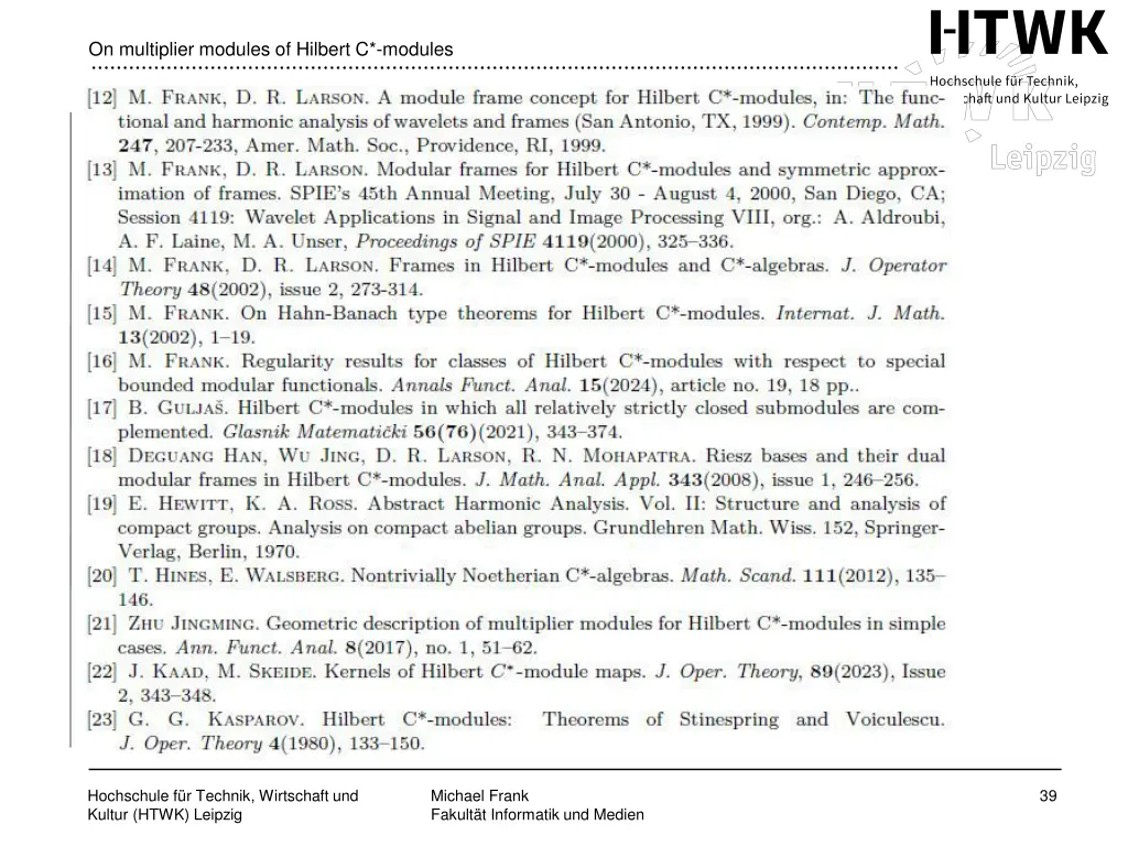 on multiplier modules of hilbert c modules 33
