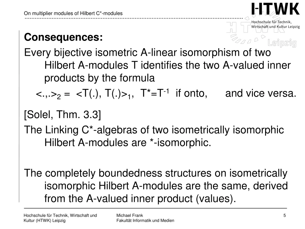 on multiplier modules of hilbert c modules 4