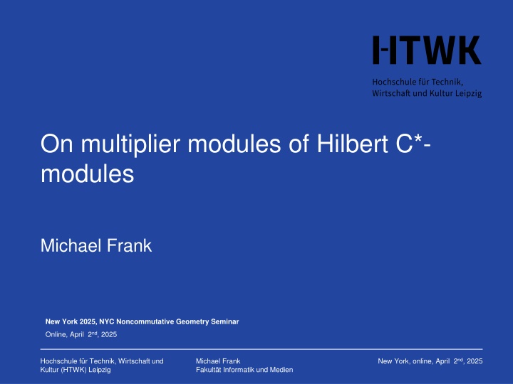 on multiplier modules of hilbert c modules