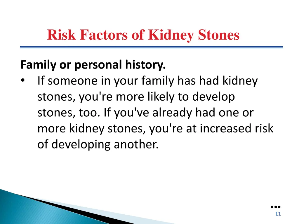 risk factors of kidney stones