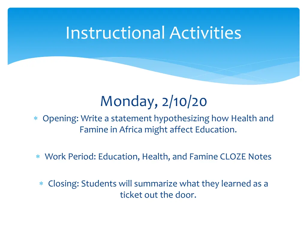 instructional activities