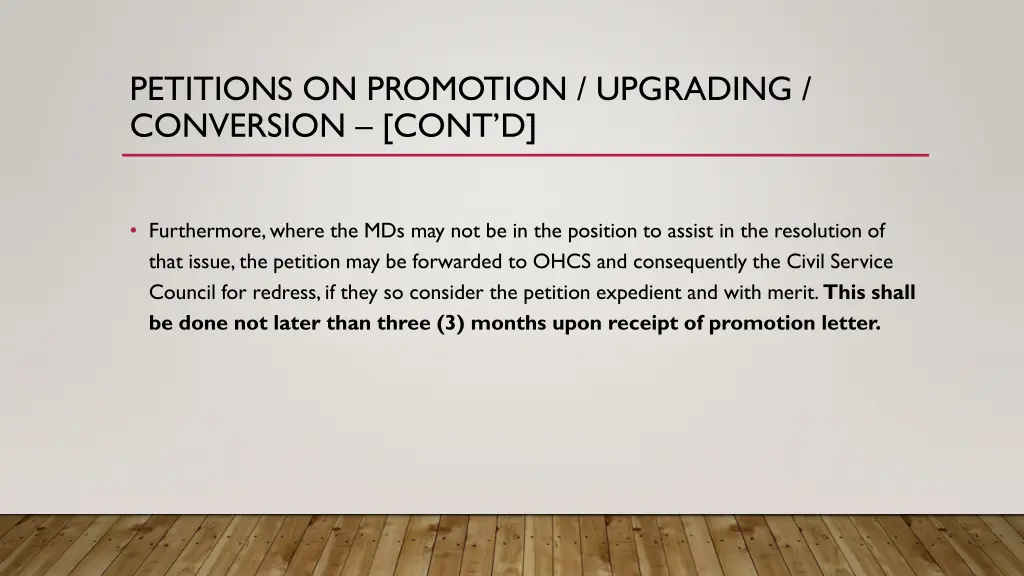 petitions on promotion upgrading conversion cont d