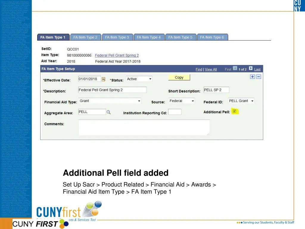 additional pell field added