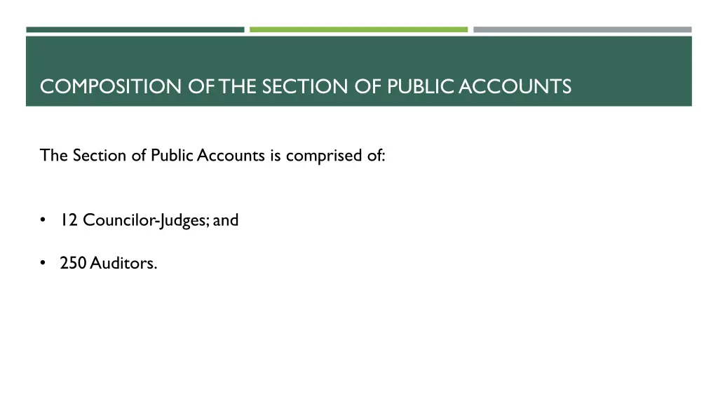 composition of the section of public accounts