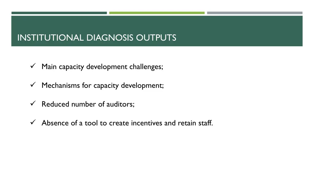 institutional diagnosis outputs
