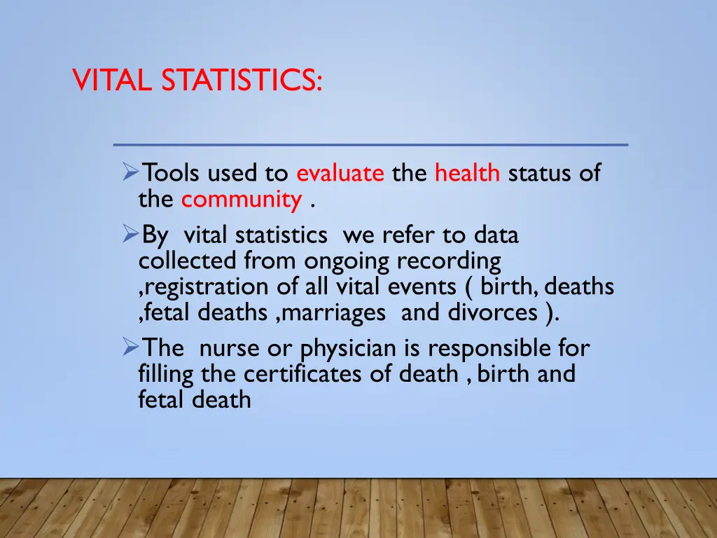 vital statistics