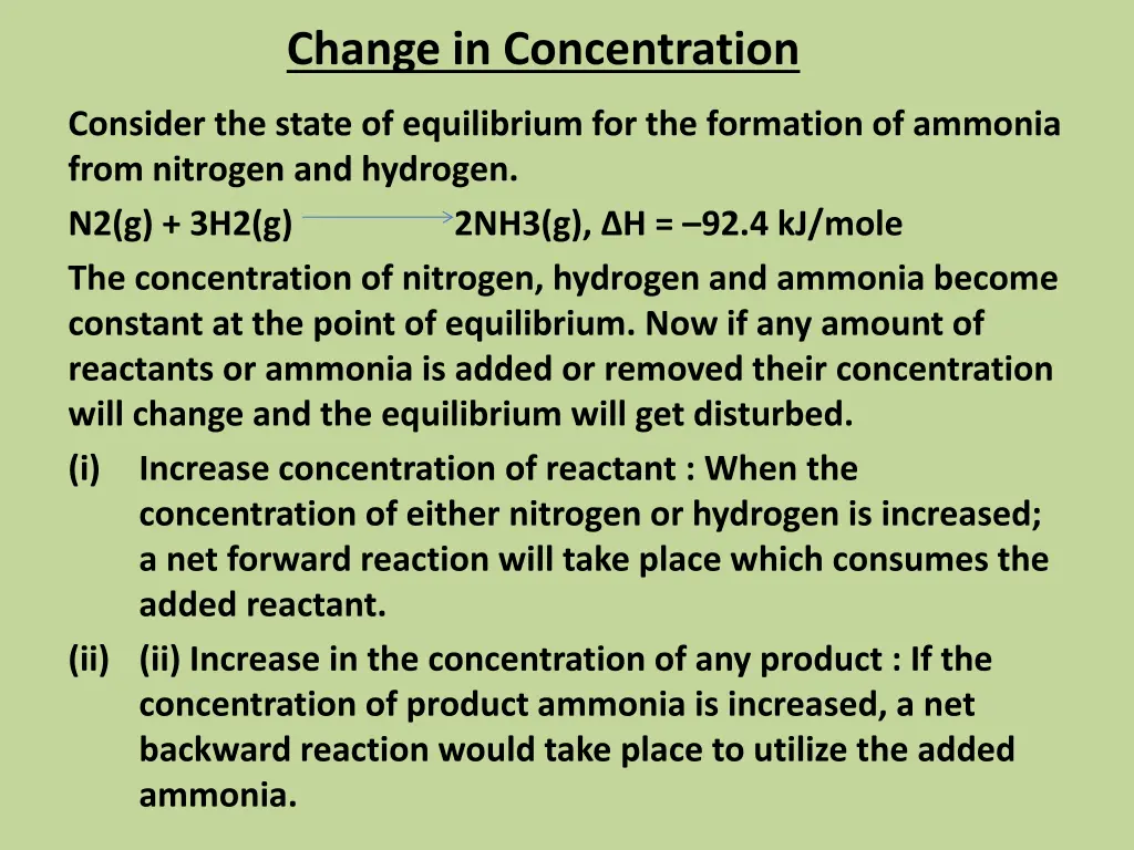 change in concentration