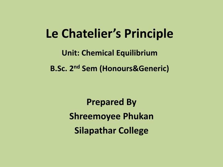 le chatelier s principle
