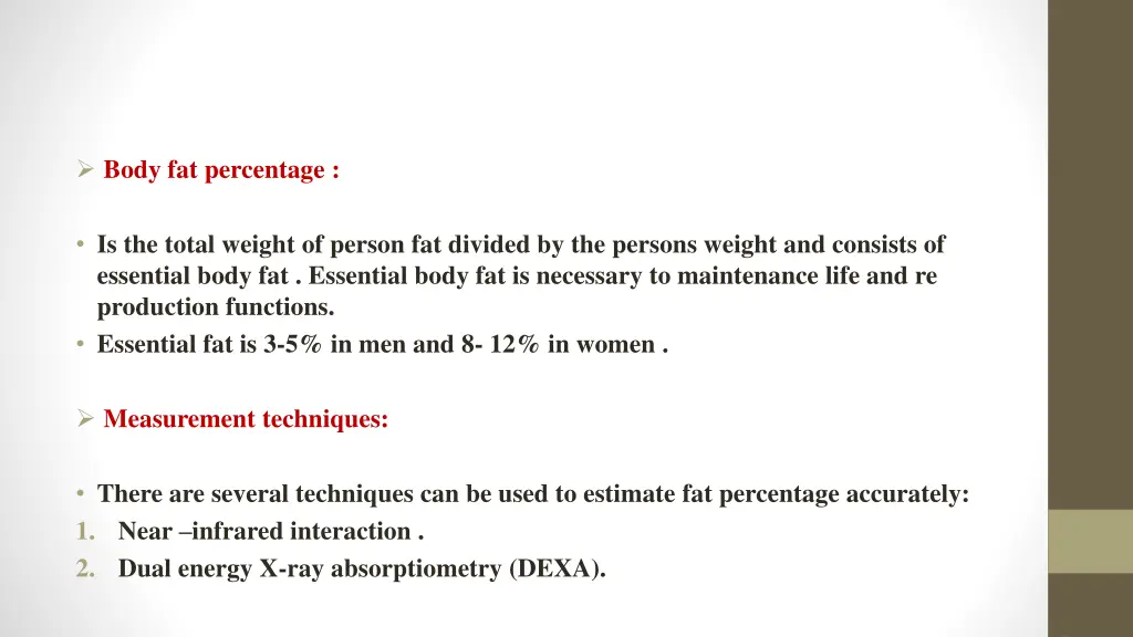 body fat percentage