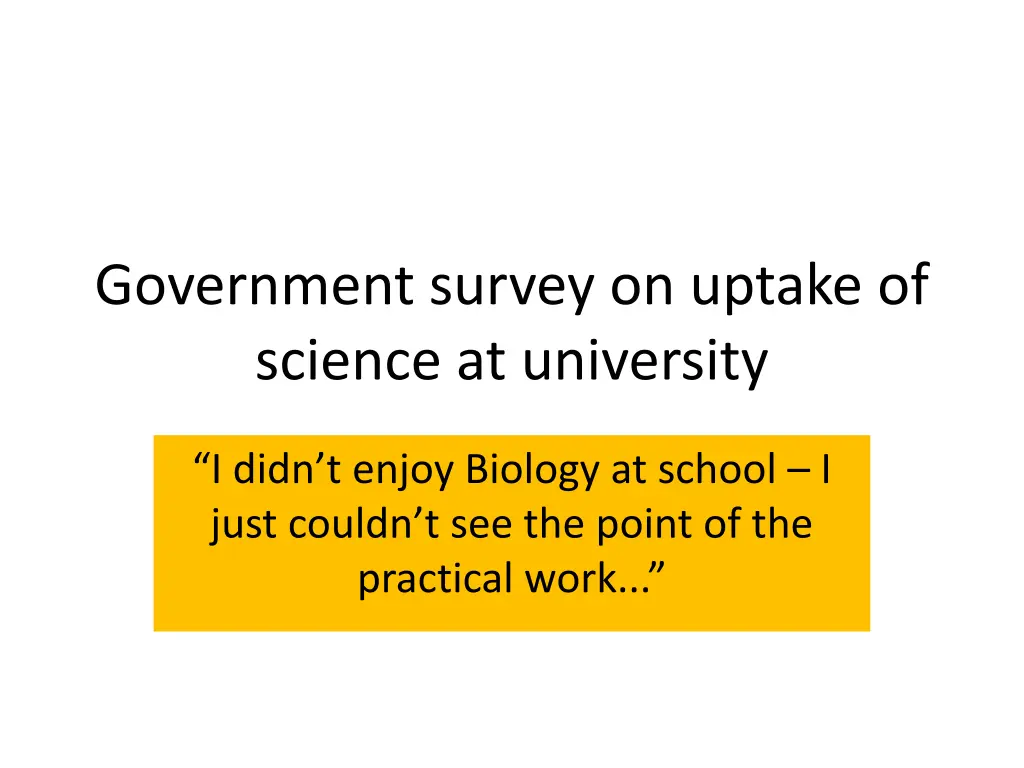 government survey on uptake of science