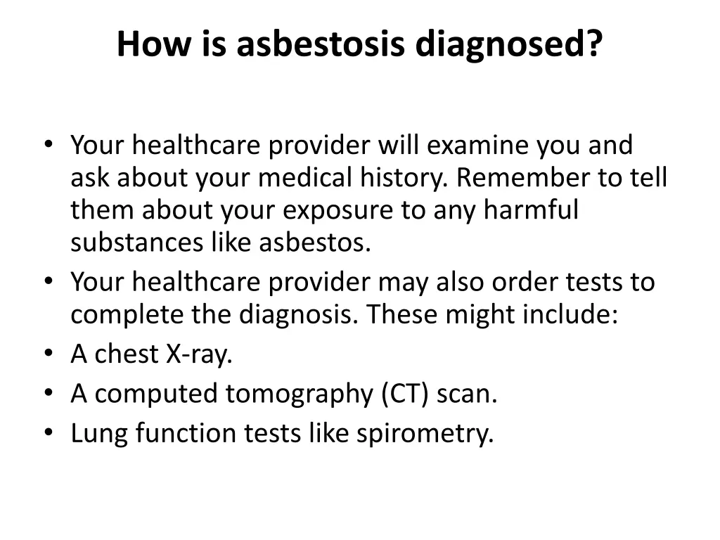how is asbestosis diagnosed