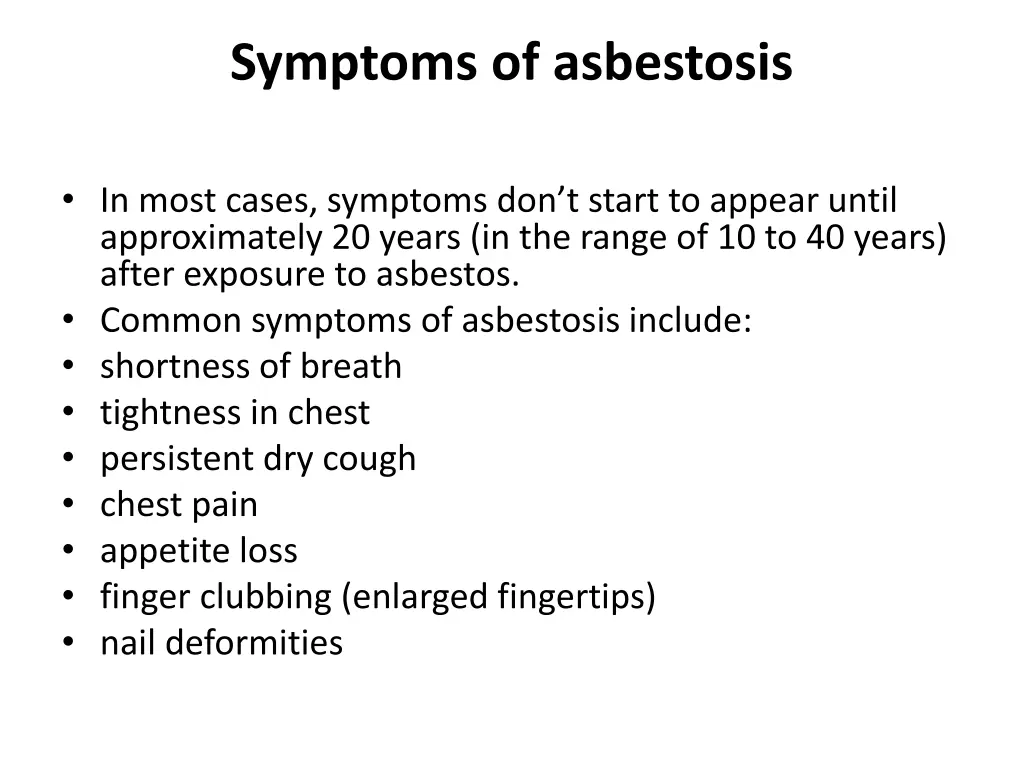 symptoms of asbestosis