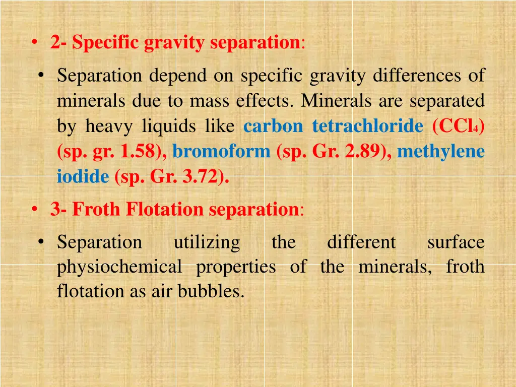 2 specific gravity separation