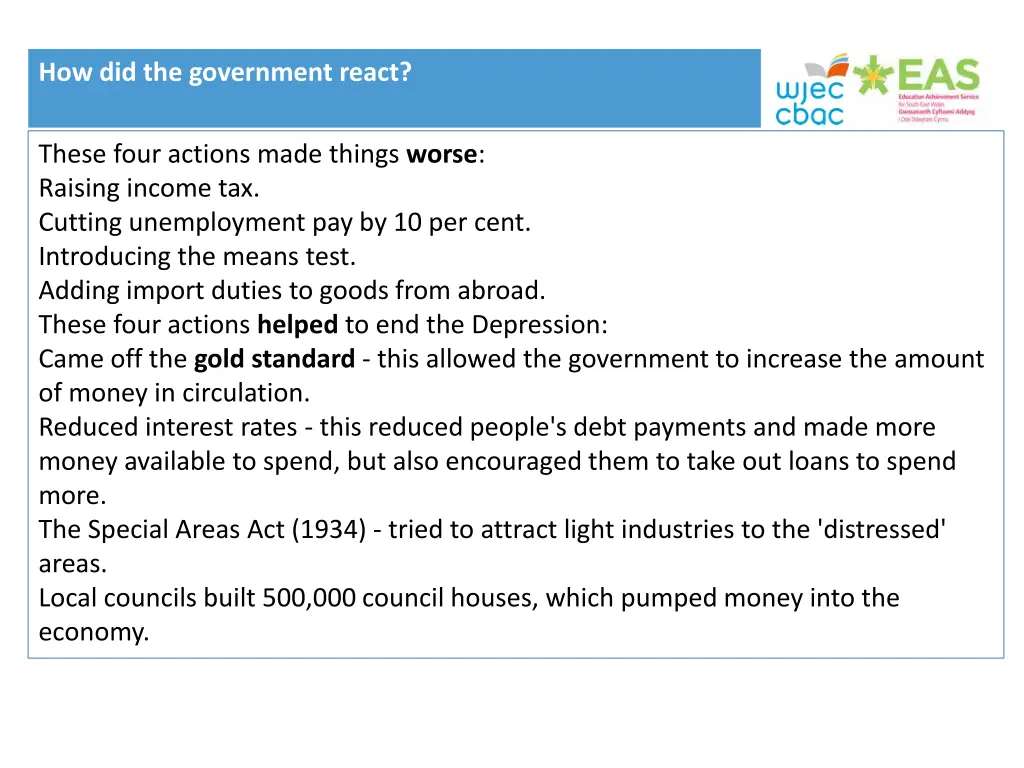 how did the government react