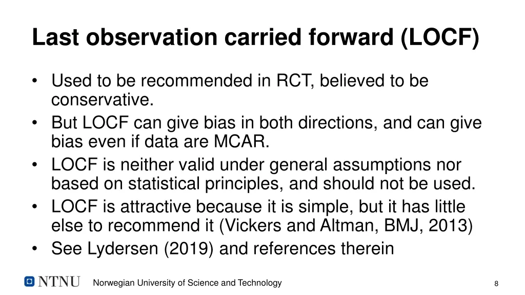 last observation carried forward locf 1
